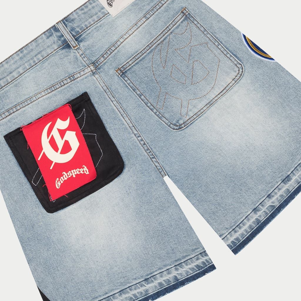 Godspeed Patchwork Denim Shorts V2 Blue