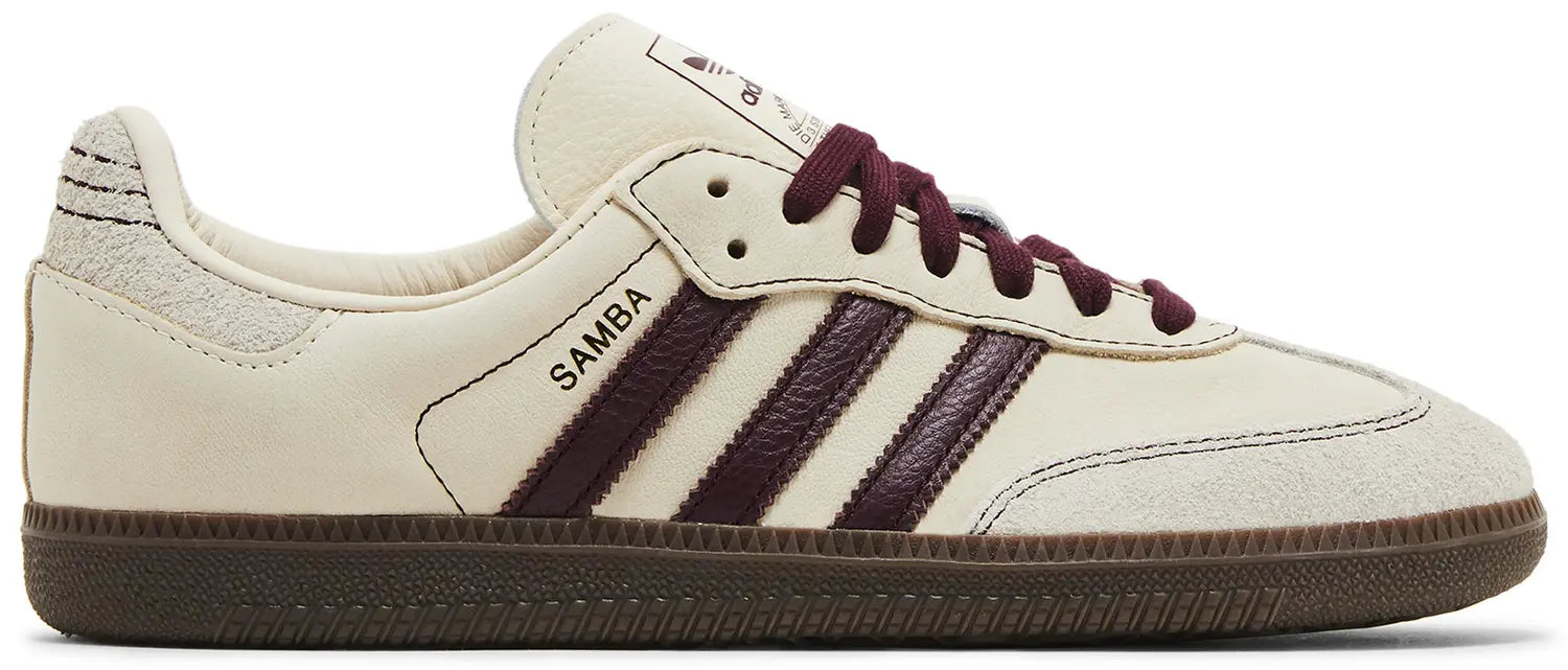 Adidas Samba OG Wonder White Maroon (Women's)
