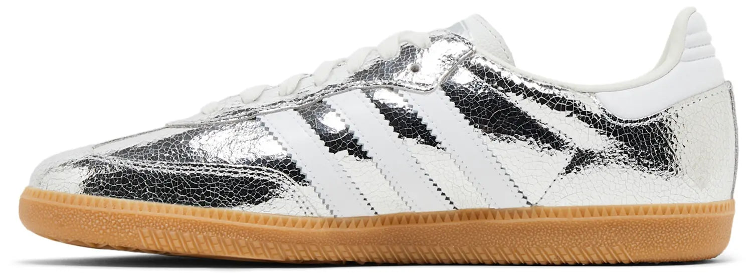 Adidas Samba OG Silver Metallic Cracked Leather (Women's)