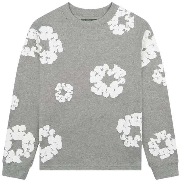 Denim Tears Long Sleeve Cotton Wreath Tee Grey