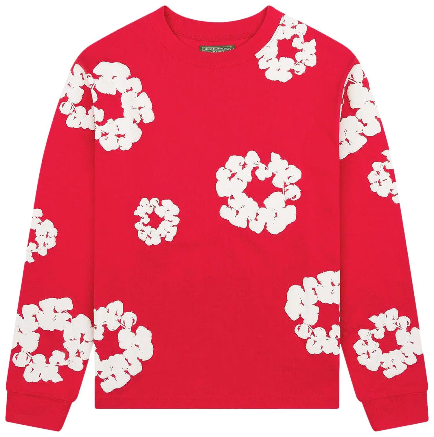 Denim Tears Long Sleeve Cotton Wreath Tee Red
