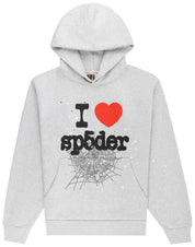 Sp5der Souvenir I Heart Hoodie Heather Grey