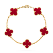 Van Cleef & Arpels Vintage Alhambra bracelet, 5 motifs 18K yellow gold, Carnelian