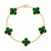 Van Cleef & Arpels Vintage Alhambra bracelet, 5 motifs 18K yellow gold, Malachite