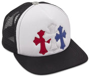 Chrome Hearts Triple Cross USA Trucker Hat Red, White & Blue