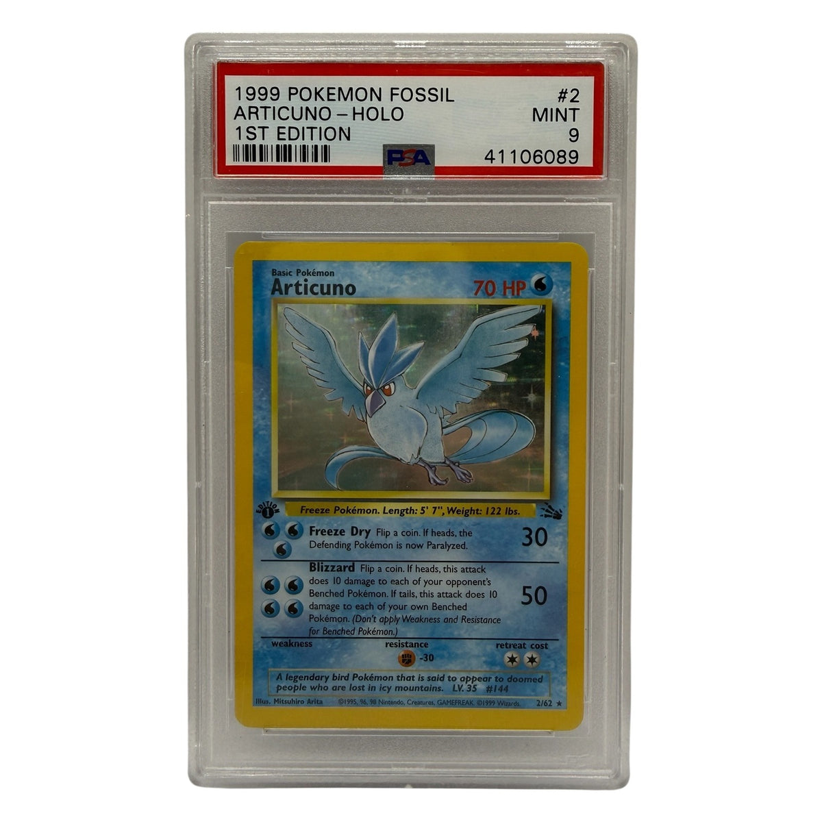 1999 Pokémon Fossil 1st Edition Articuno Holo #2 PSA 9 MINT — photo 1