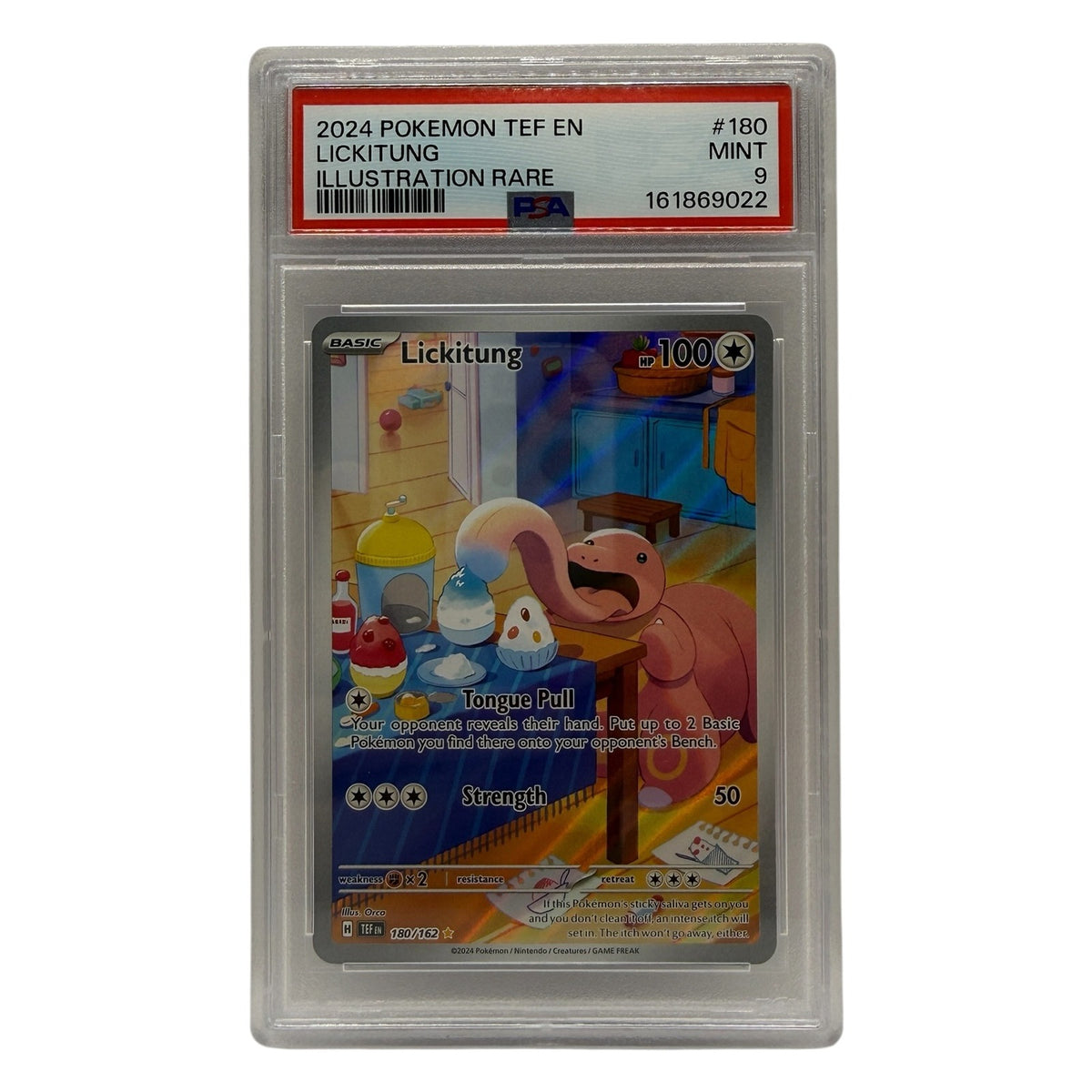 2024 Pokémon SV Temporal Forces Lickitung Illustration Rare #180 PSA 9 MINT — photo 1