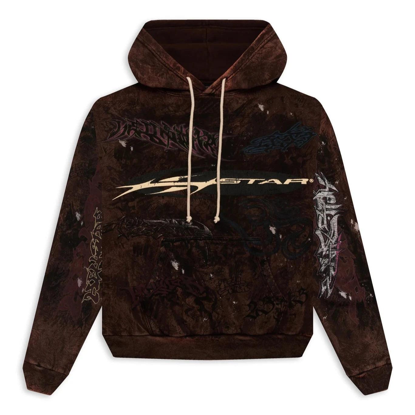 Hellstar HStar Graffiti Zip-Up Hoodie Brown