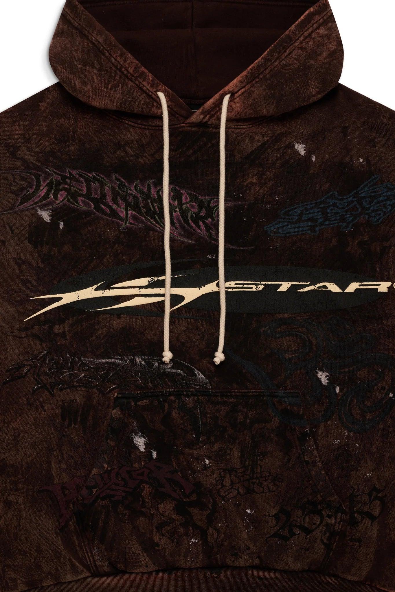 Hellstar HStar Graffiti Zip-Up Hoodie Brown