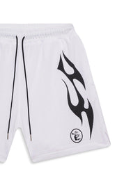 Hellstar Flame Mesh Shorts White