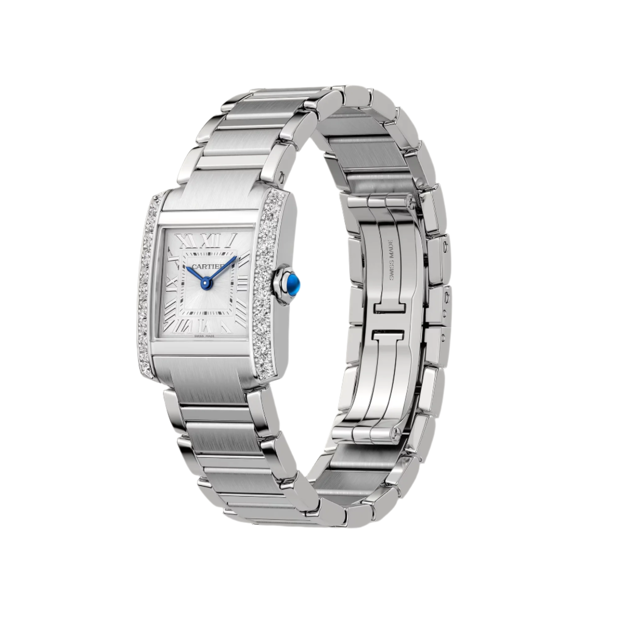 Cartier Tank Française Watch, Small Model, Quartz Movement, Steel, Diamonds