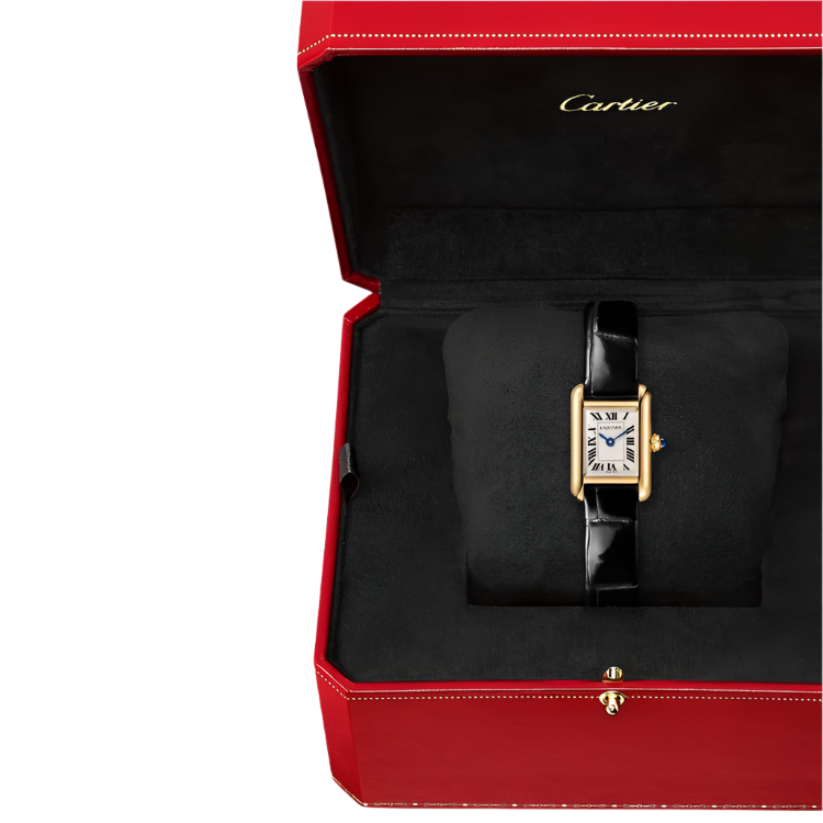 Cartier Tank Louis Cartier Watch, Mini Model, Quartz Movement, Yellow Gold, Leather
