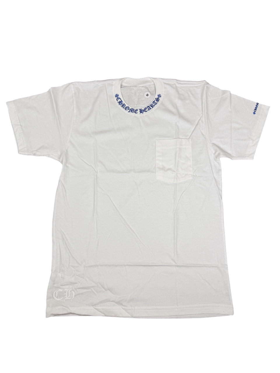 Chrome Hearts Neck Logo Pocket T-Shirt White / Blue