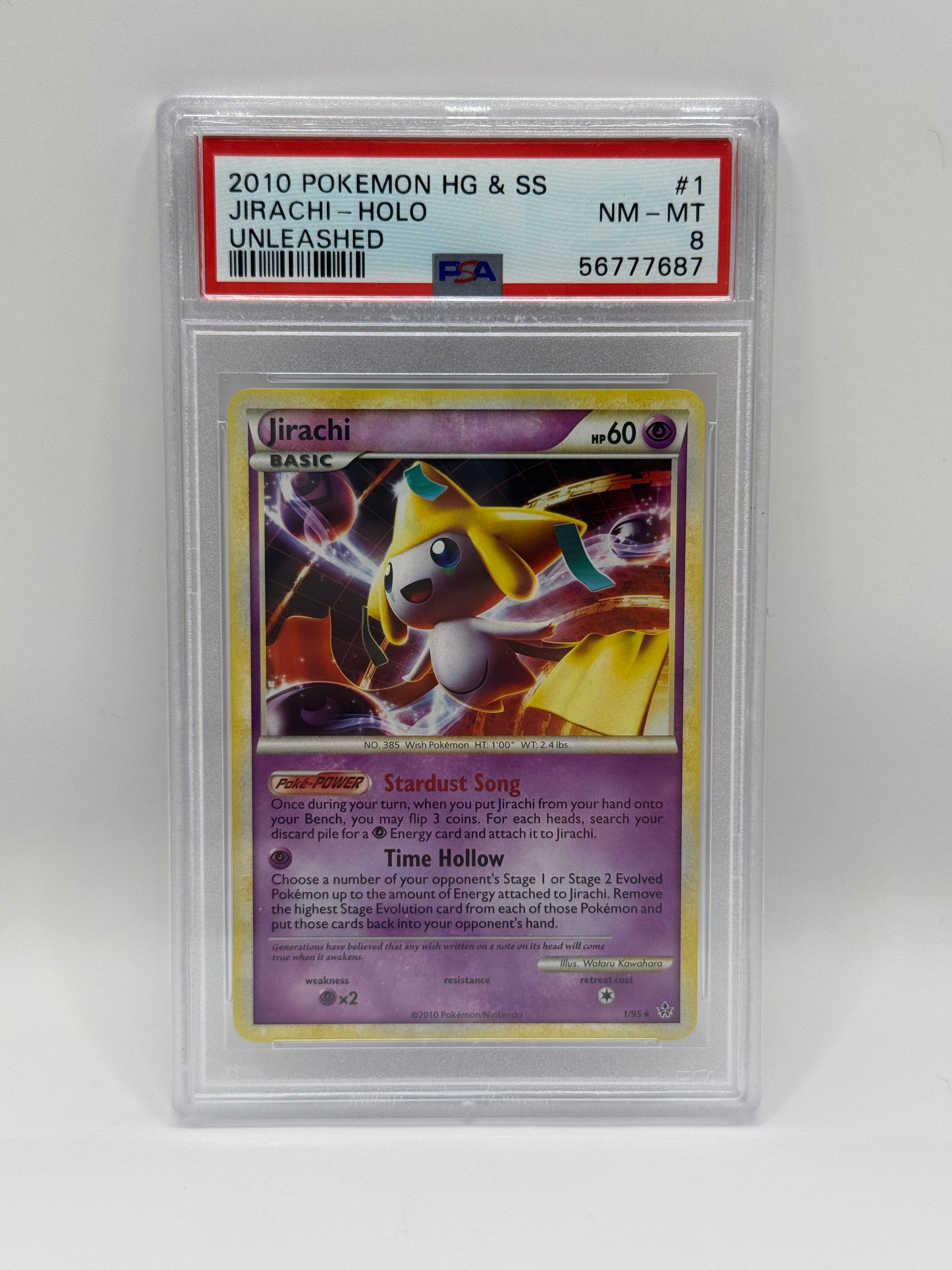 2010 Pokémon HG & SS Unleashed Jirachi Holo 1/95 PSA 8 NEAR MINT - MINT