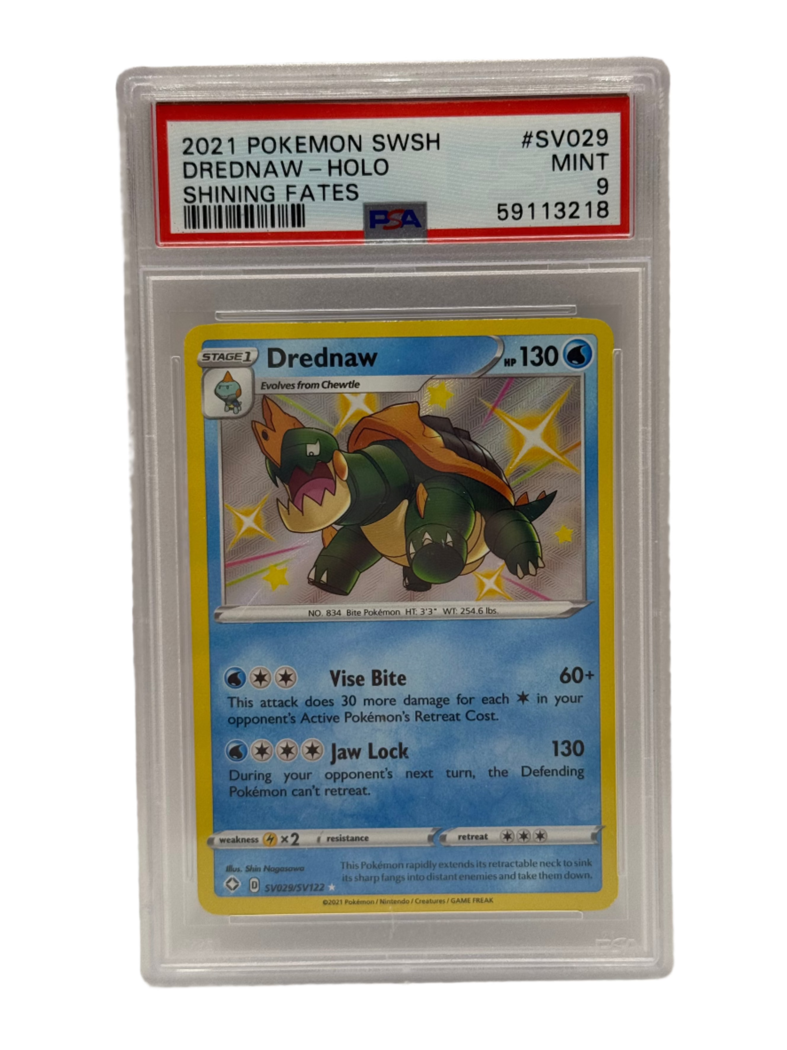 2021 Pokémon Shining Fates Shiny Drednaw Holo SV029/SV122 PSA 9 MINT