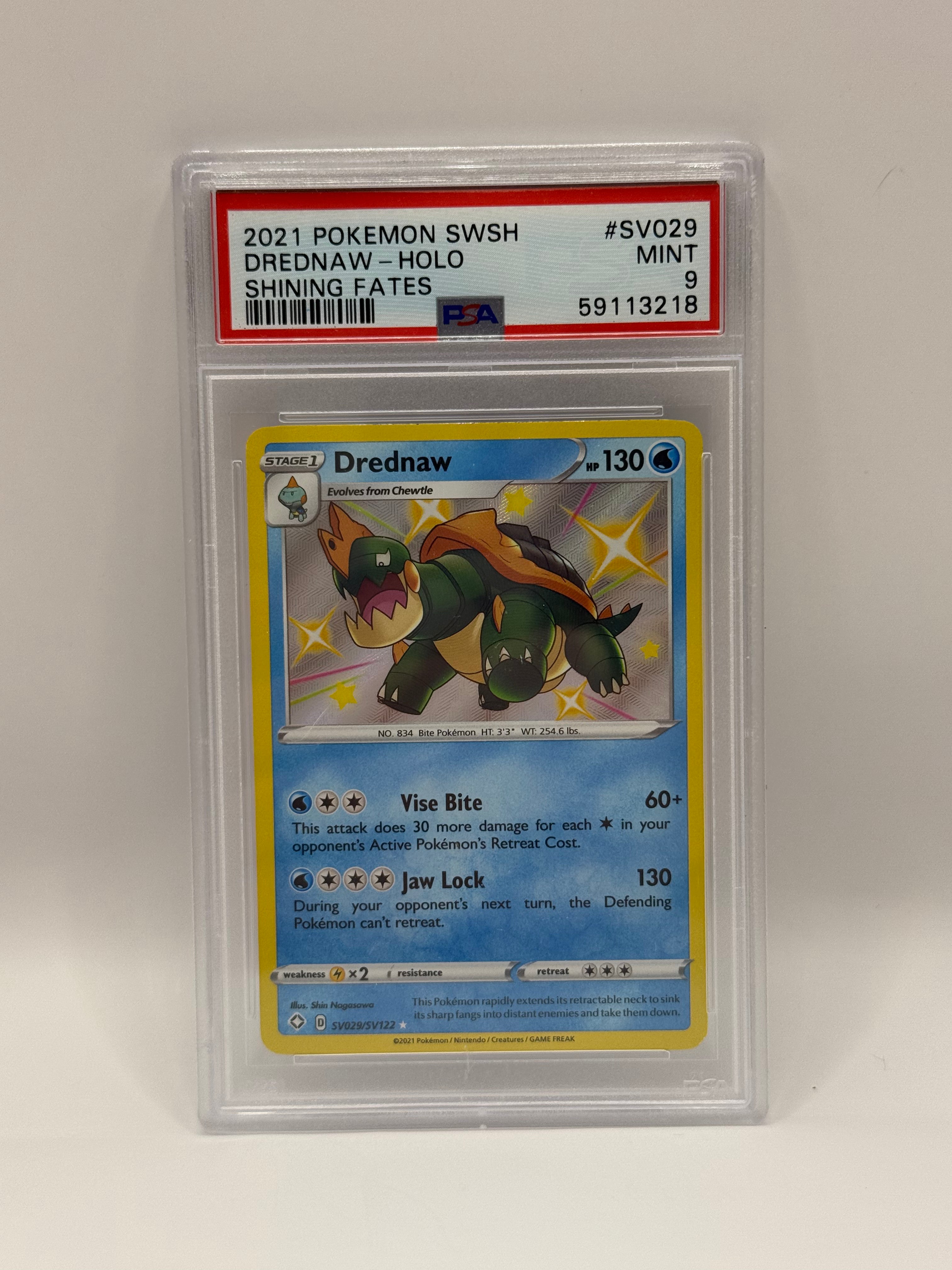 2021 Pokémon Shining Fates Shiny Drednaw Holo SV029/SV122 PSA 9 MINT