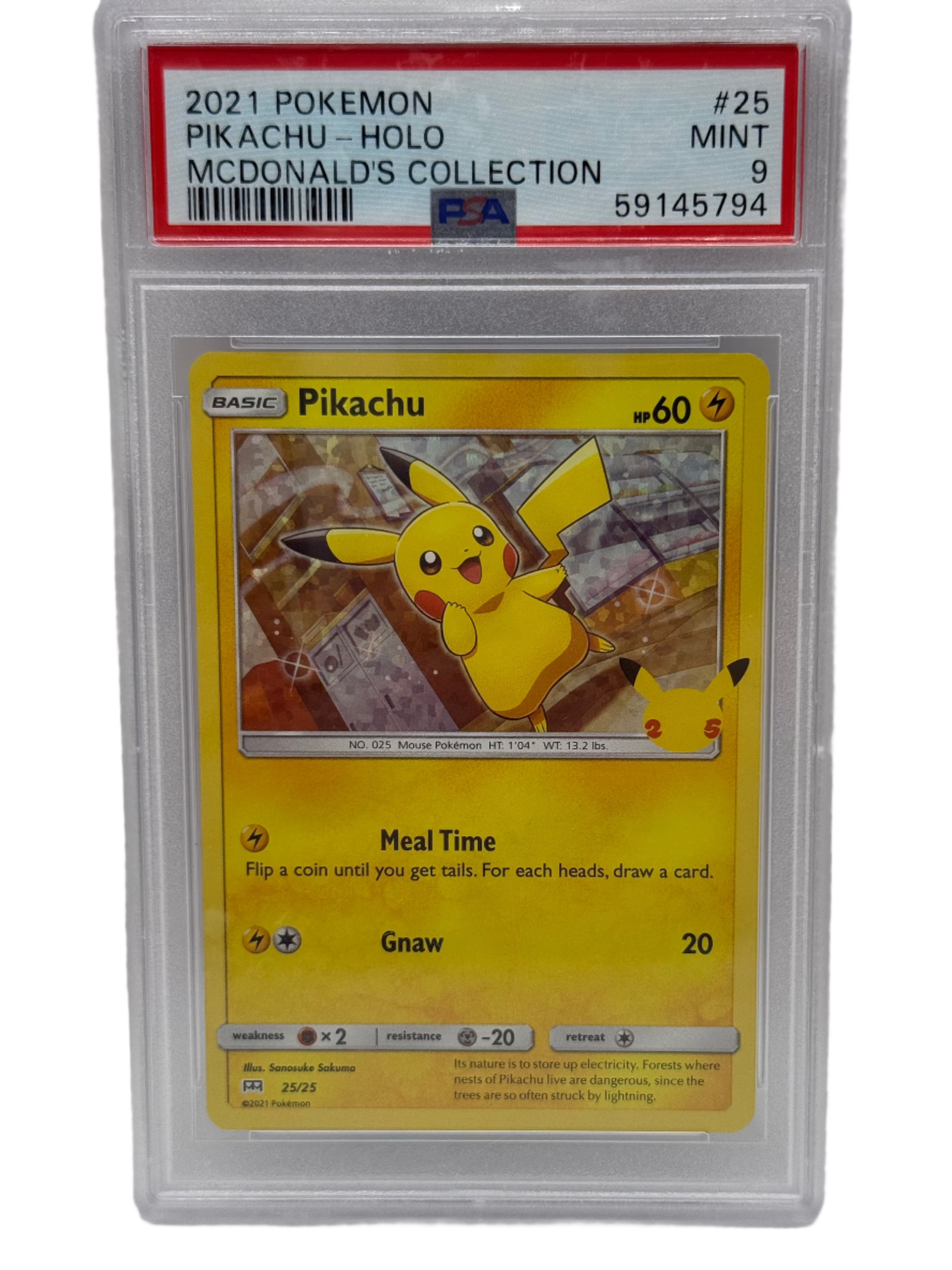 2021 Pokémon McDonald's Collection Pikachu Holo 25/25 PSA 9 MINT