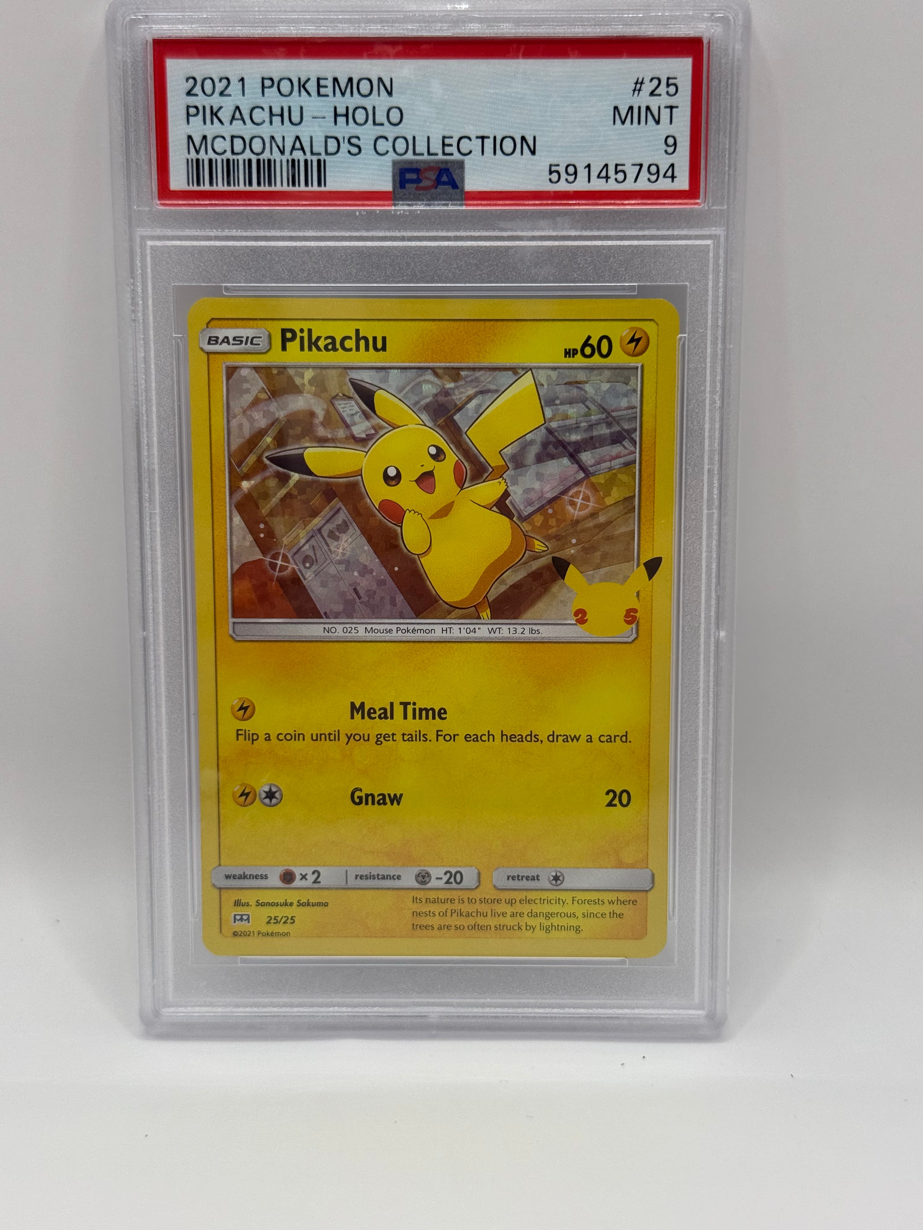 2021 Pokémon McDonald's Collection Pikachu Holo 25/25 PSA 9 MINT