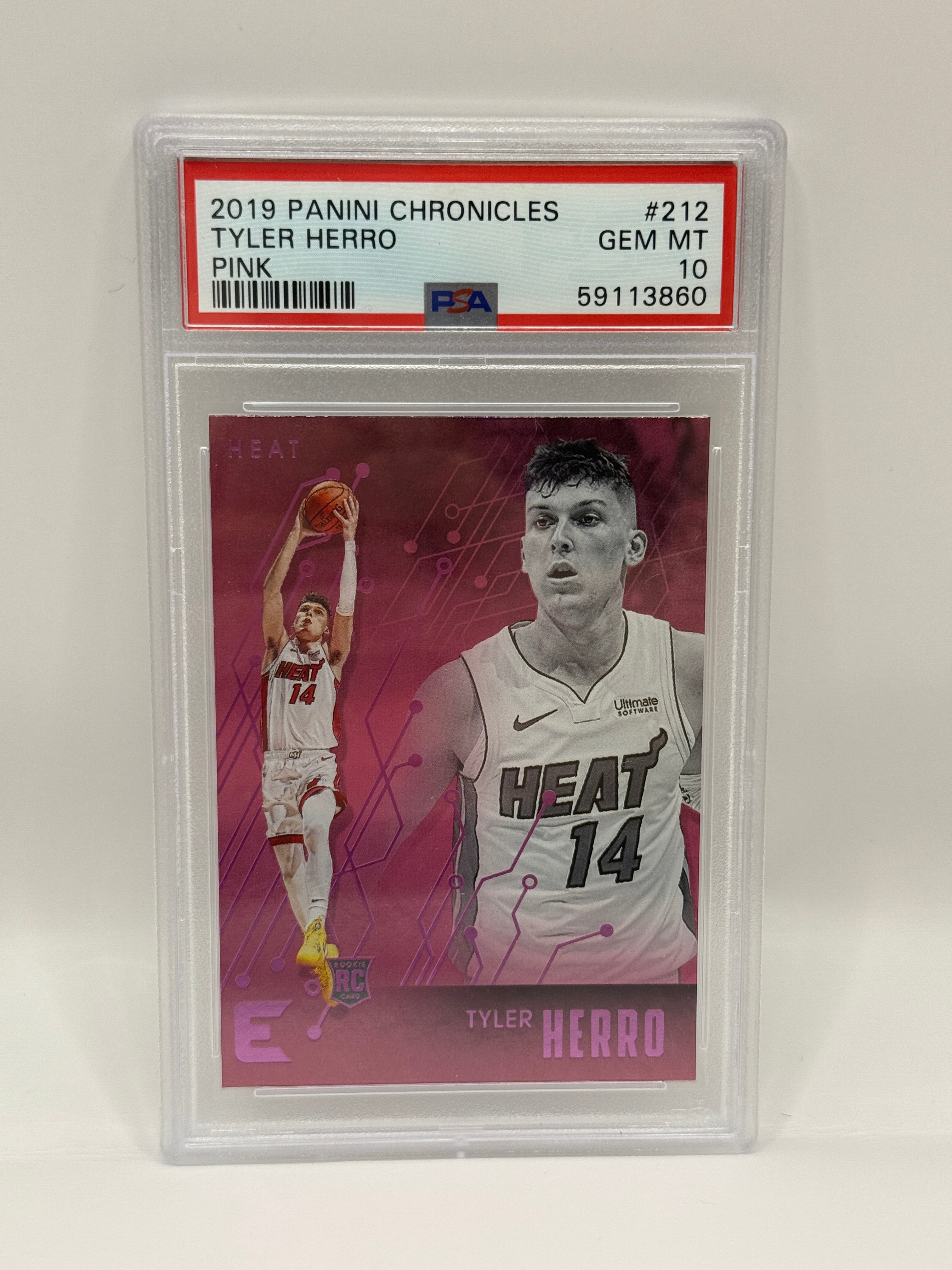 2019 Panini Chronicles Tyler Herro Pink Rookie Card #212 PSA 10 GEM MINT