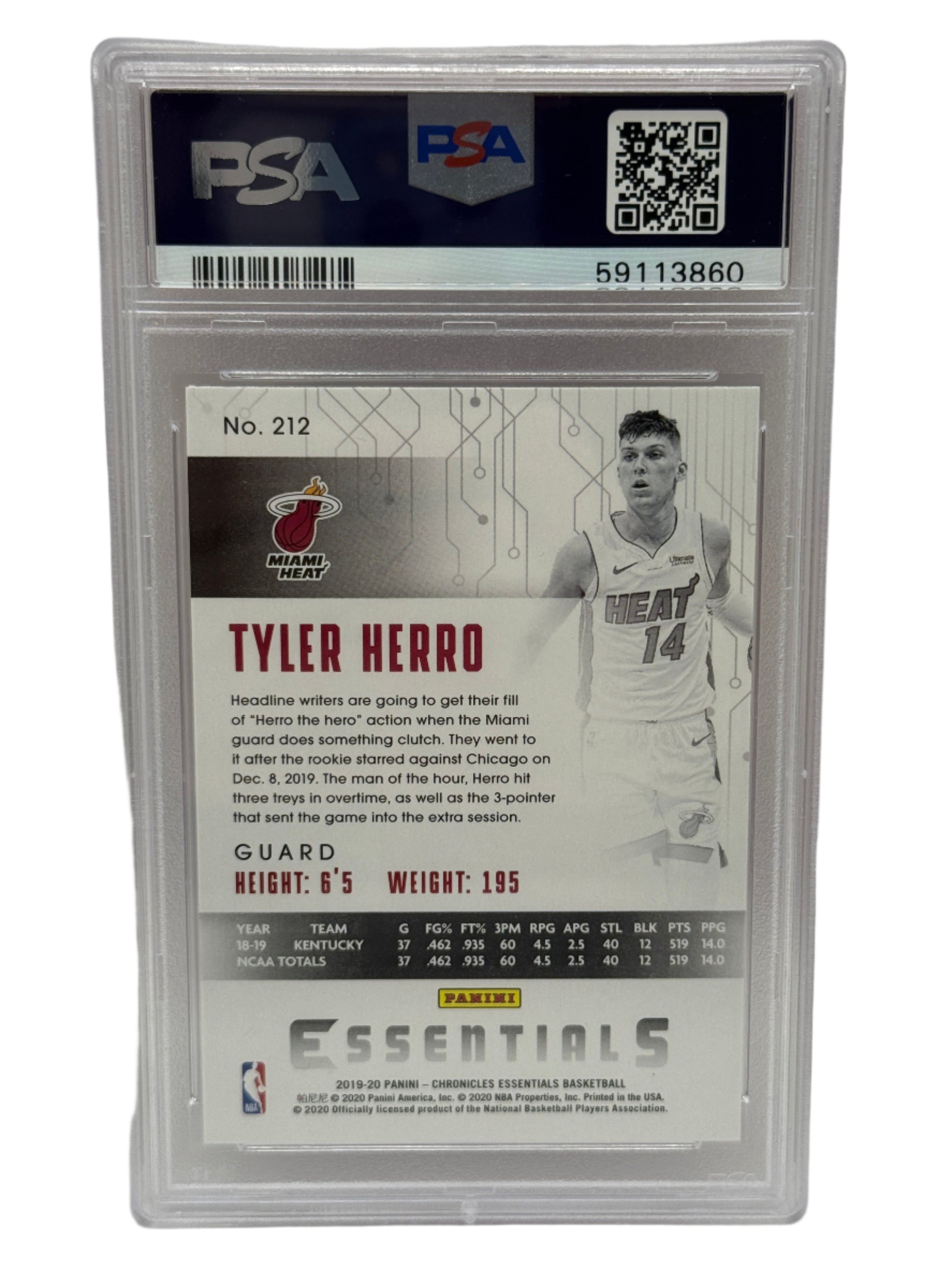 2019 Panini Chronicles Tyler Herro Pink Rookie Card #212 PSA 10 GEM MINT
