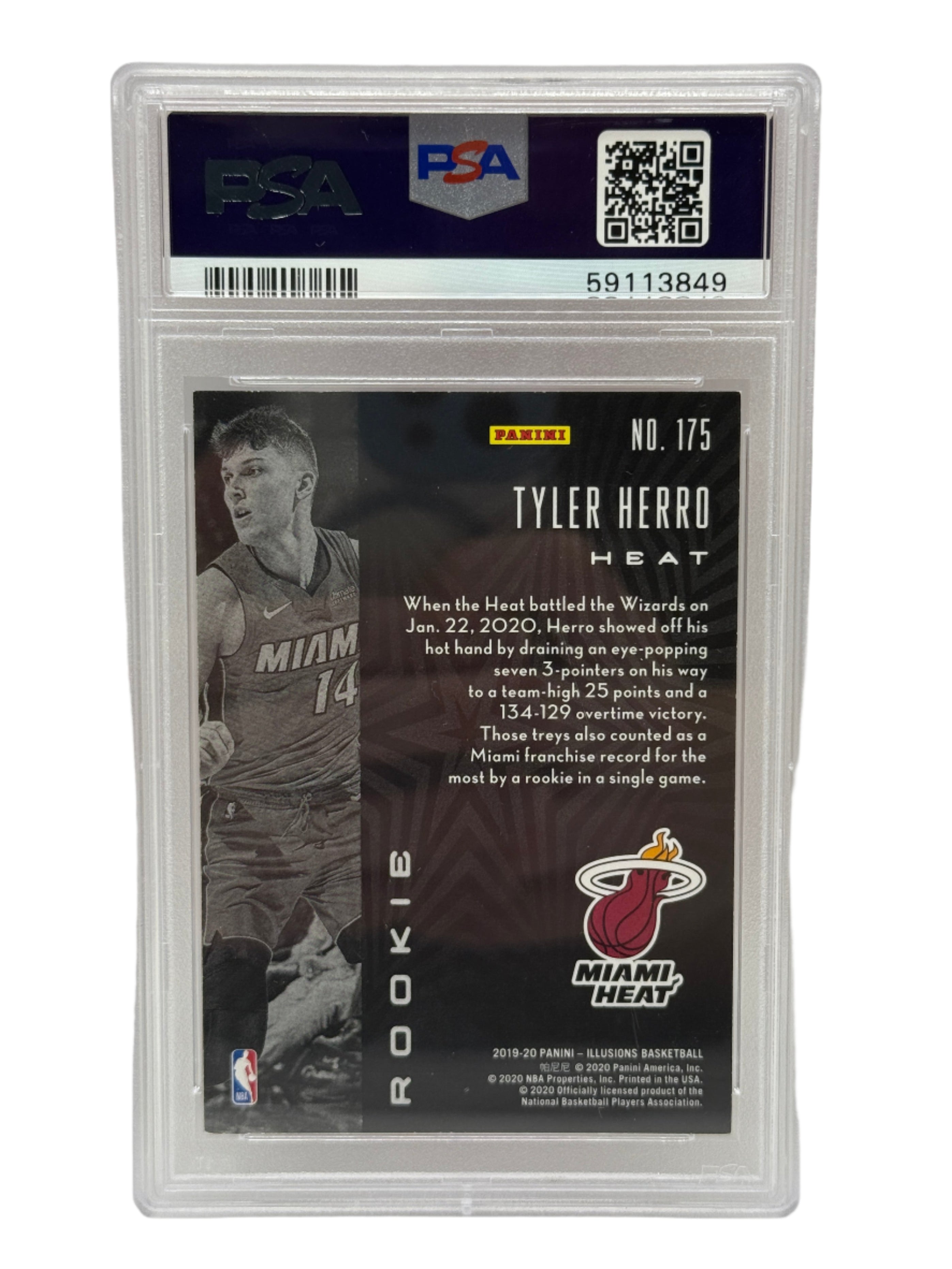 2019 Panini Illusions Tyler Herro Trophy Collection Red /99 Rookie Card #175 PSA 7 NEAR MINT