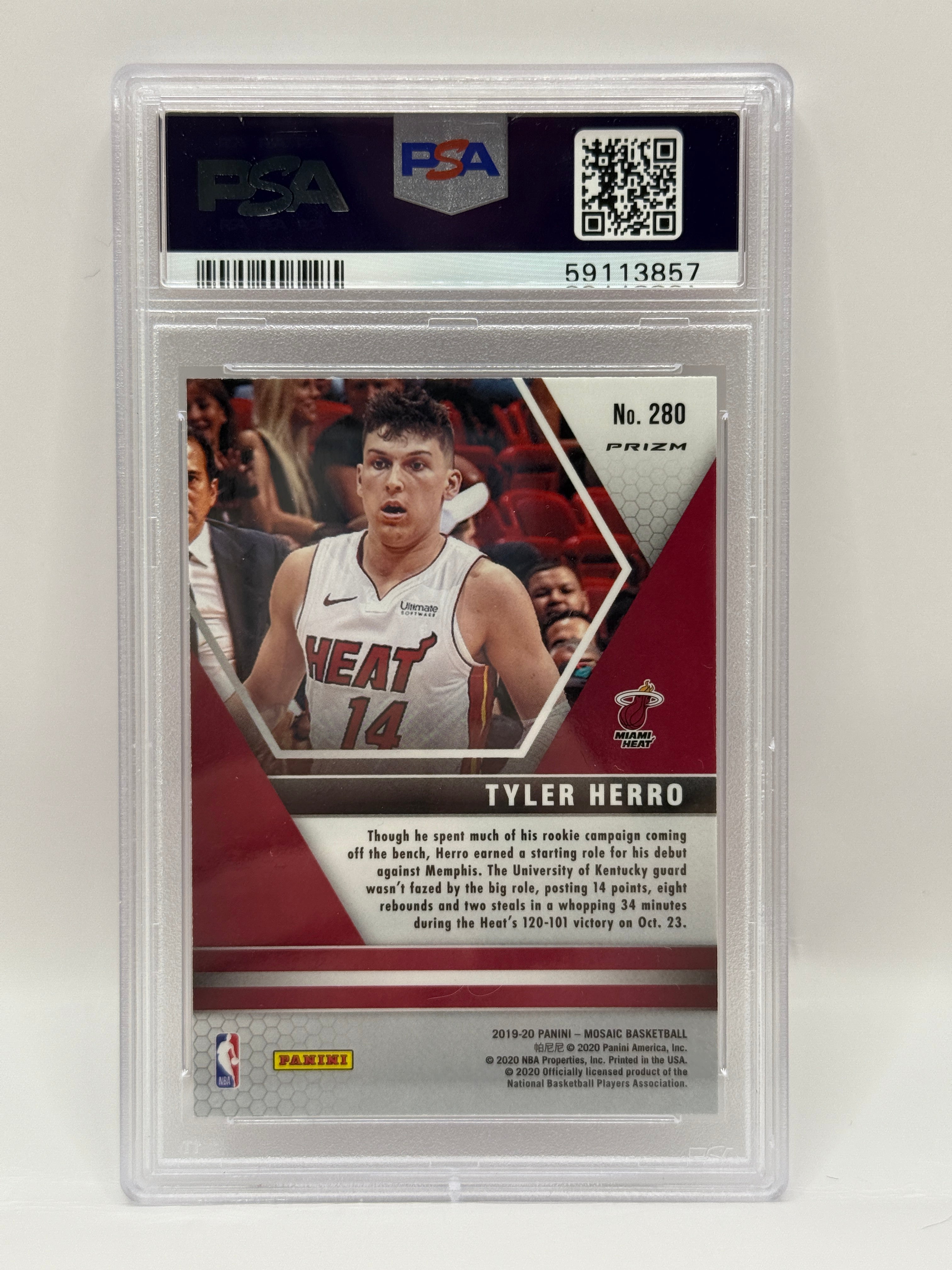 2019 Panini Mosaic Tyler Herro Pink Camo Rookie Card #280 PSA 10 GEM MINT