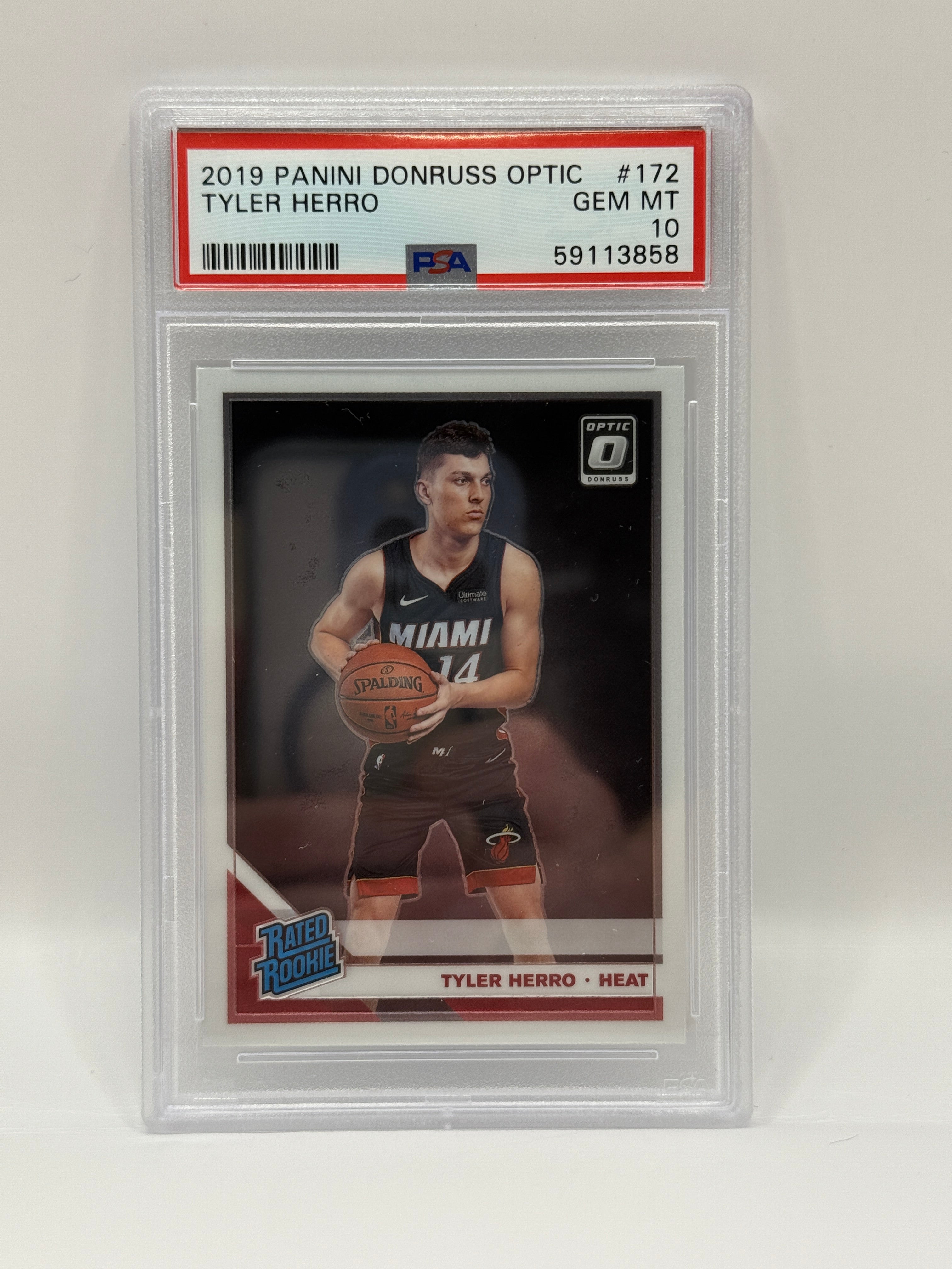 2019 Panini Donruss Optic Tyler Herro Base Rookie Card #172 PSA 10 GEM MINT