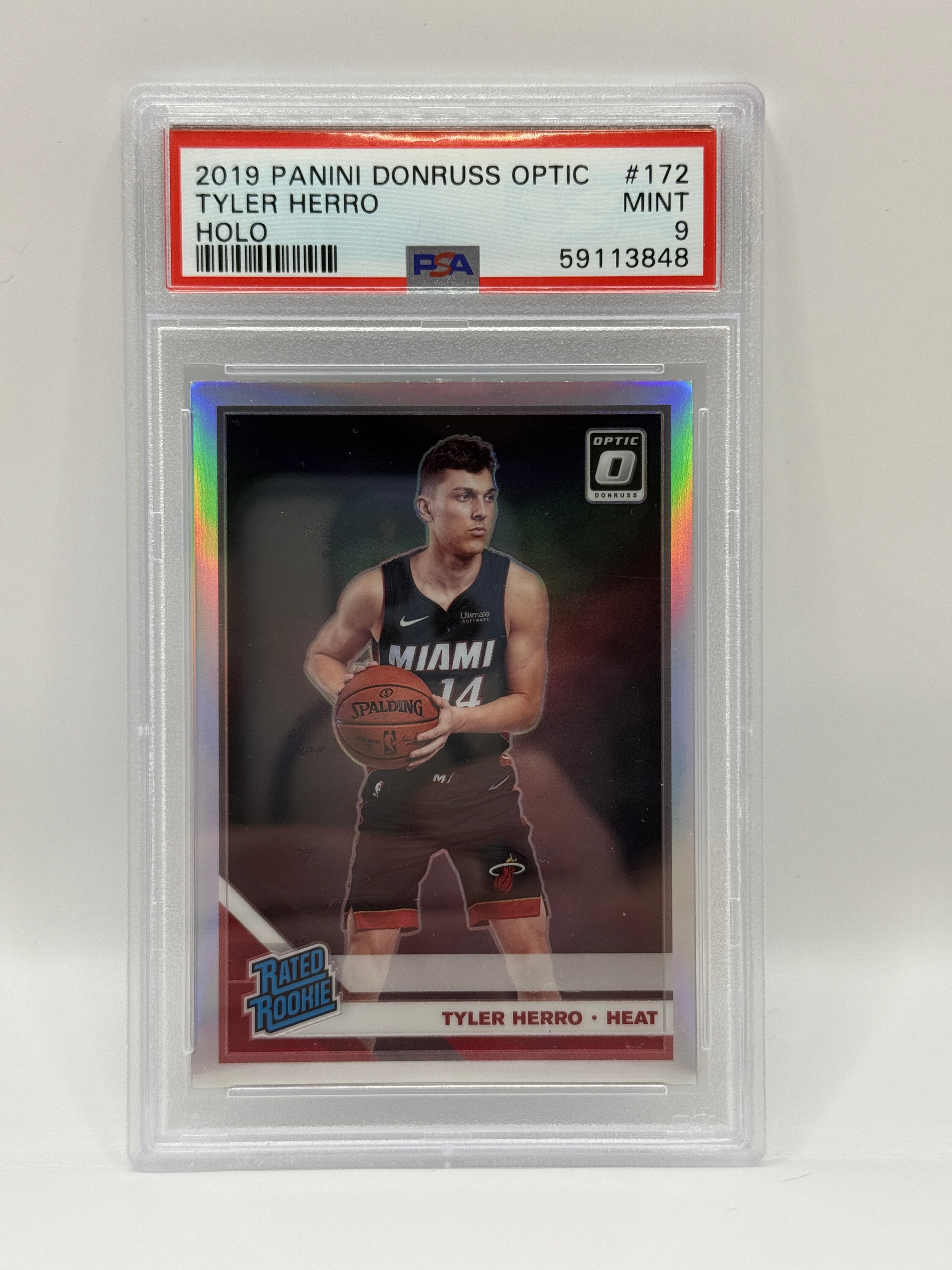 2019 Panini Donruss Optic Tyler Herro Holo Rookie Card #172 PSA 9 MINT