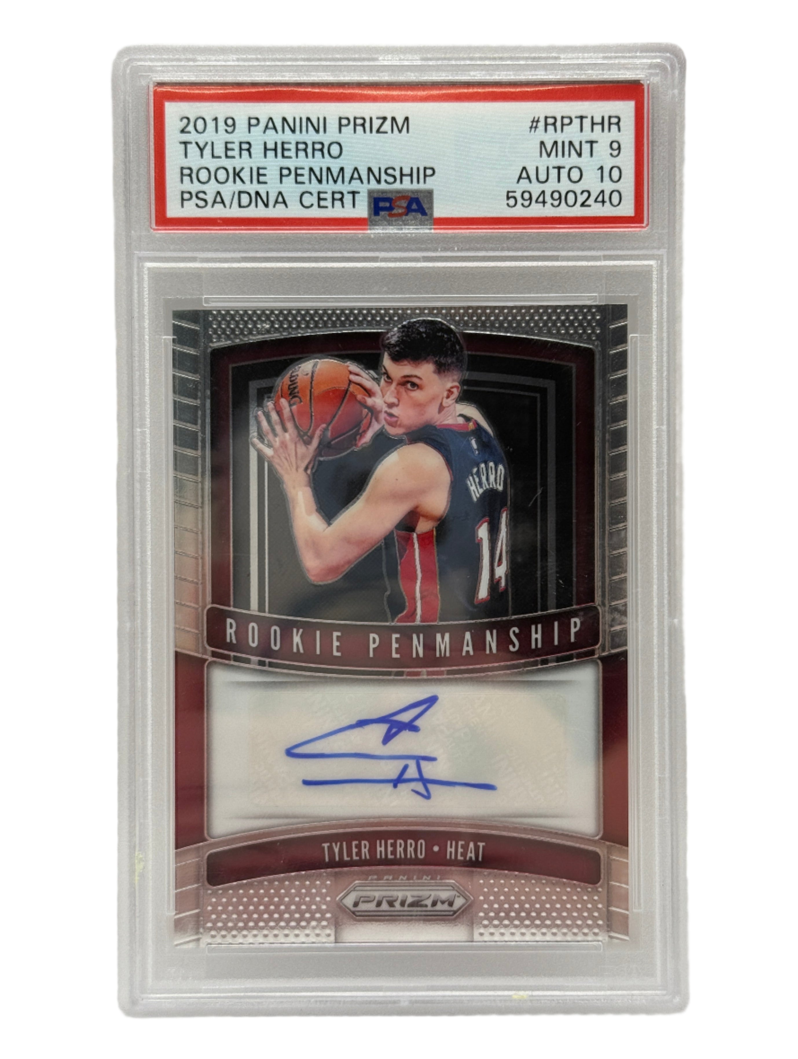 2019 Panini Prizm Tyler Herro Rookie Penmanship #RPTHR PSA 9 MINT & AUTO 10