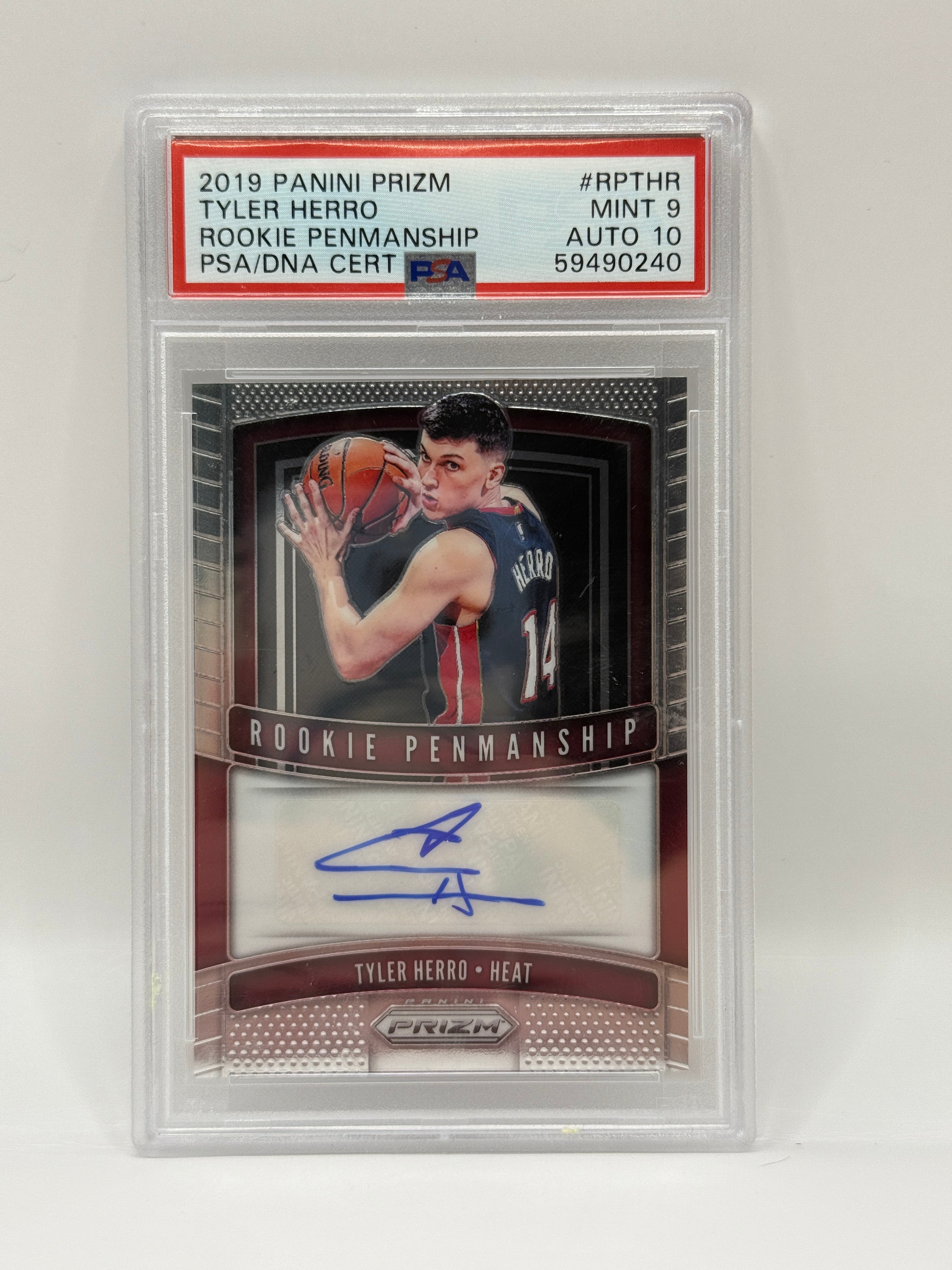 2019 Panini Prizm Tyler Herro Rookie Penmanship #RPTHR PSA 9 MINT & AUTO 10