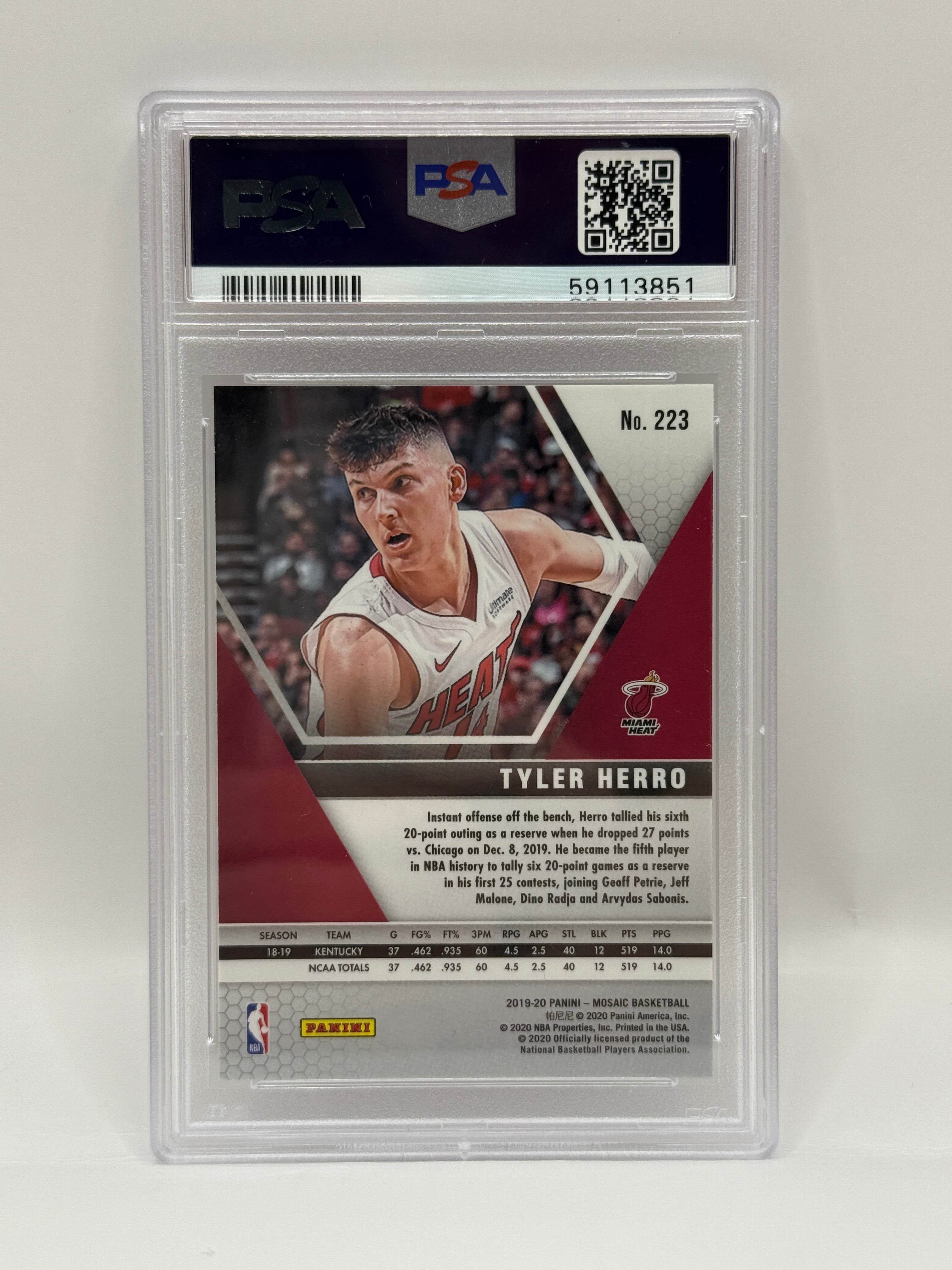 2019 Panini Mosaic Tyler Herro Rookie Card #223 PSA 9 MINT