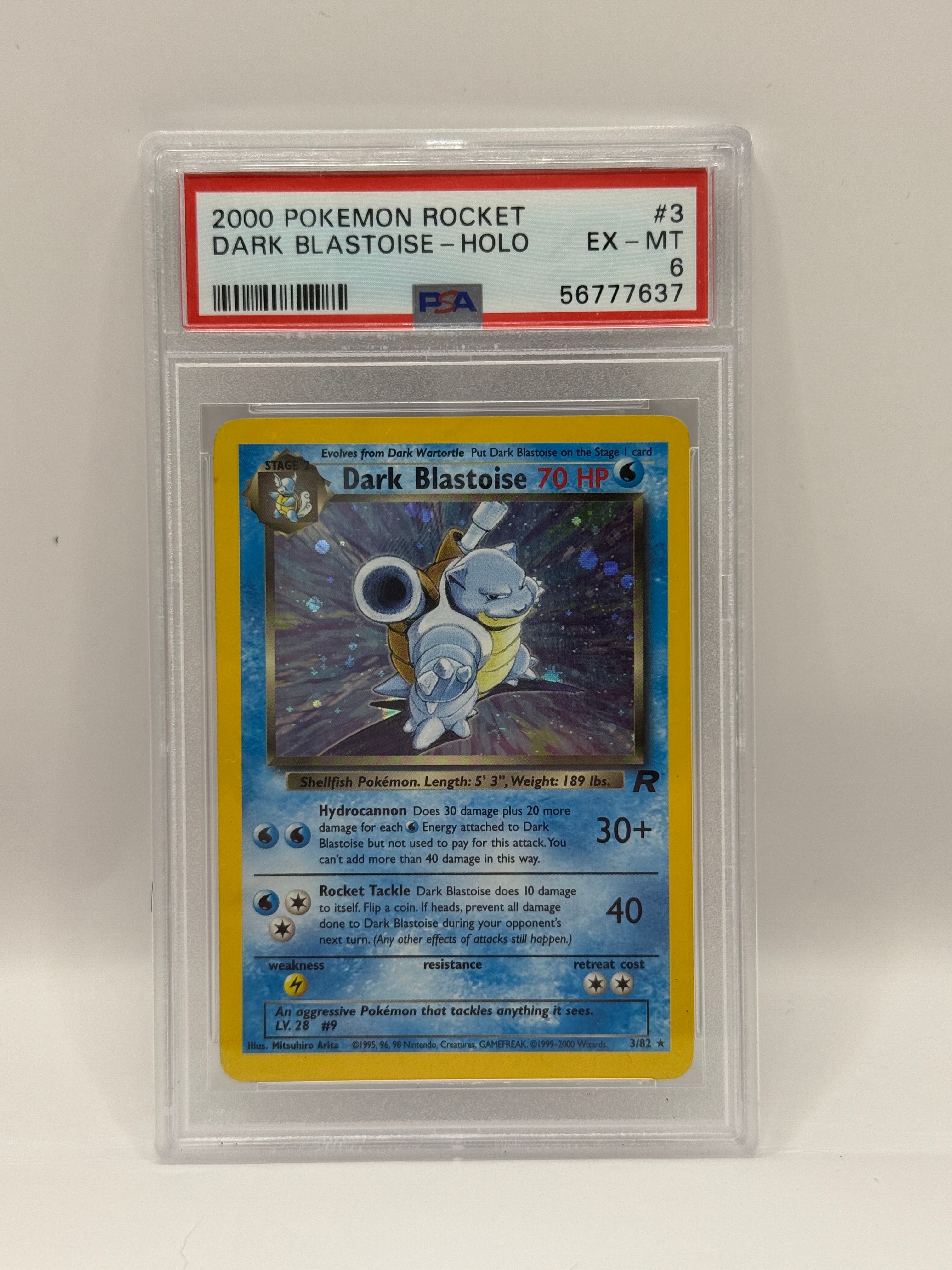 2000 Pokémon Rocket Dark Blastoise Holo 3/82 PSA 6 EX-MT