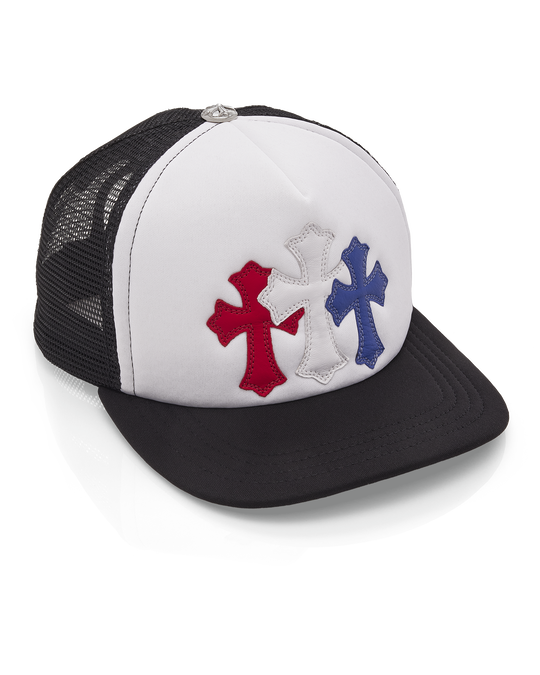 Chrome Hearts Triple Cross USA Trucker Hat Red, White & Blue