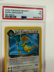 2000 Pokémon Rocket Dark Dragonite ERROR No Holo 5/82 PSA 7 NEAR MINT