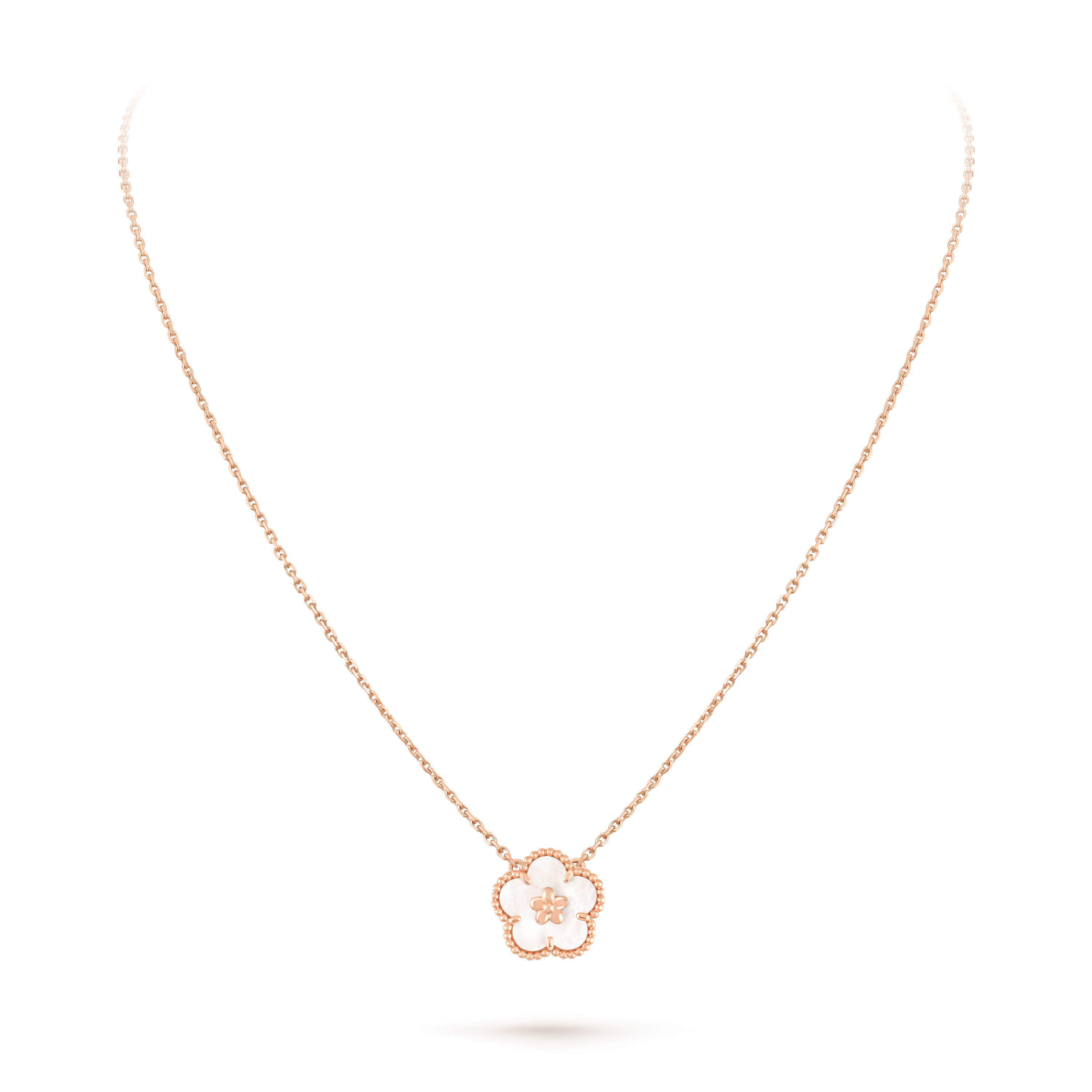 Van Cleef & Arpels Lucky Spring pendant, plum blossom 18K rose gold, Mother-of-pearl