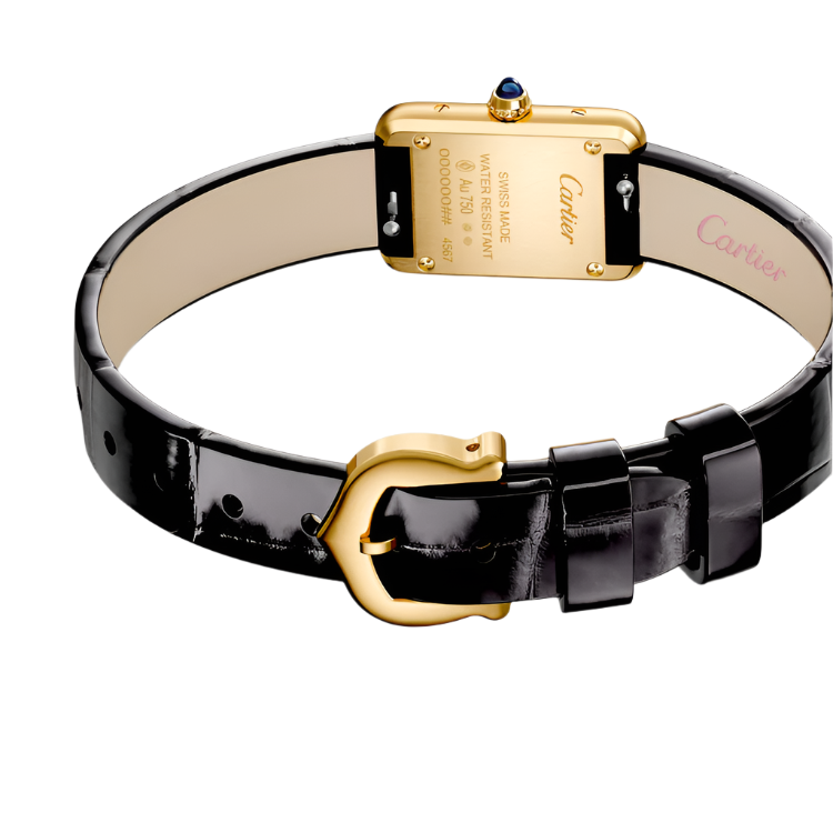 Cartier Tank Louis Cartier Watch, Mini Model, Quartz Movement, Yellow Gold, Leather