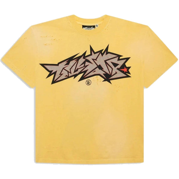 Hellstar Yellow Crack Print T-Shirt