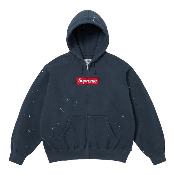 Supreme MM6 Maison Margiela Box Logo Zip Up Hooded Sweatshirt Navy
