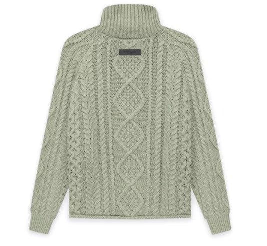 Fear of God Essentials Cable Knit Turtleneck Seafoam - Supra Sneakers