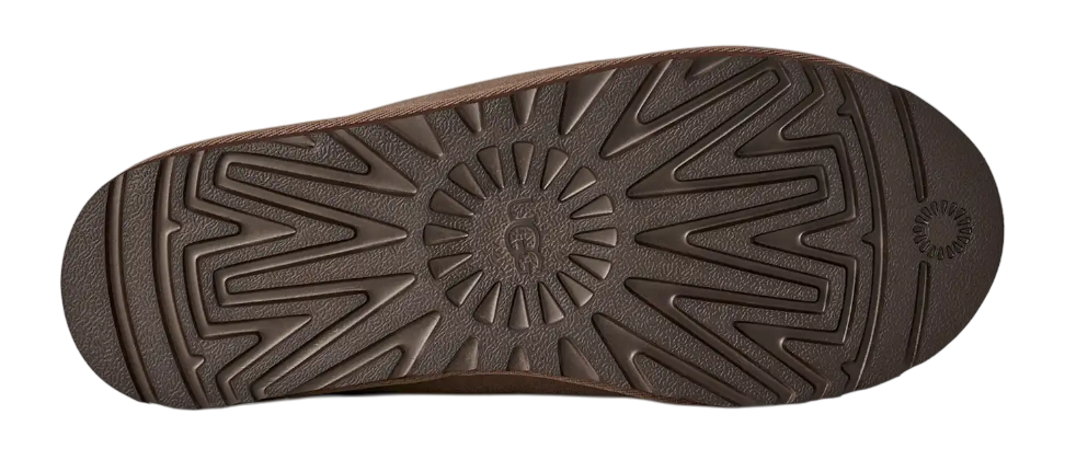 Brown shoe sole with tread pattern on a white background