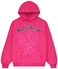 Sp5der Felpa con cappuccio con strass e ragnatela legacy rosa e nero