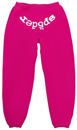 Sp5der Legacy Web Pantaloni di Felpa Rosa e Bianco
