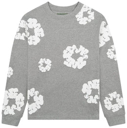 Denim Tears T-shirt a maniche lunghe con corona di cotone grigia