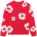 Denim Tears T-shirt a maniche lunghe in cotone con stampa Wreath Rosso