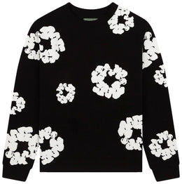Denim Tears T-shirt a manica lunga in cotone con ghirlanda, Nero