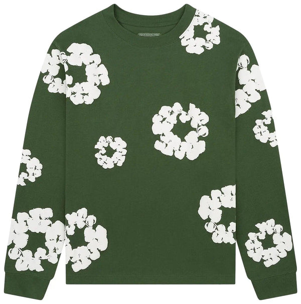 Denim Tears Long Sleeve Cotton Wreath Tee Green