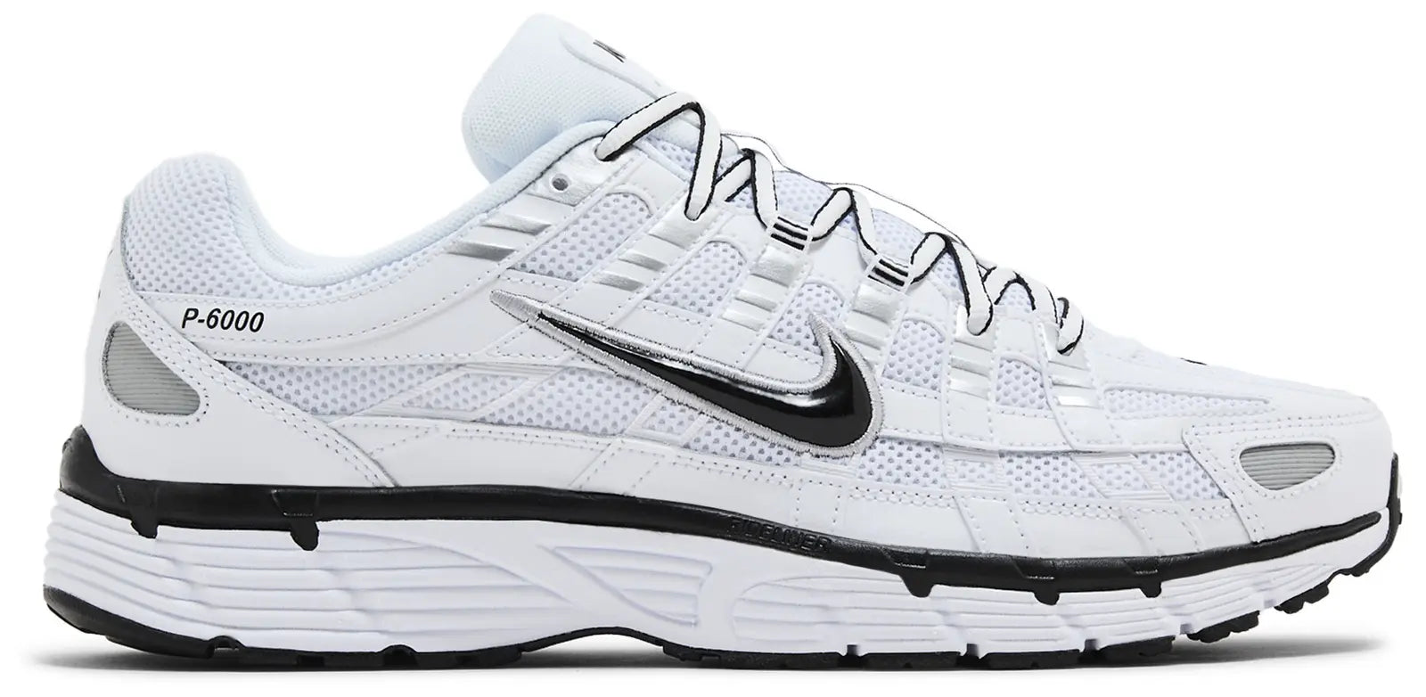 Nike P-6000 White Metallic Silver Black