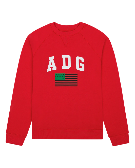 Denim Tears ADG Pan African American Flag Crewneck Red