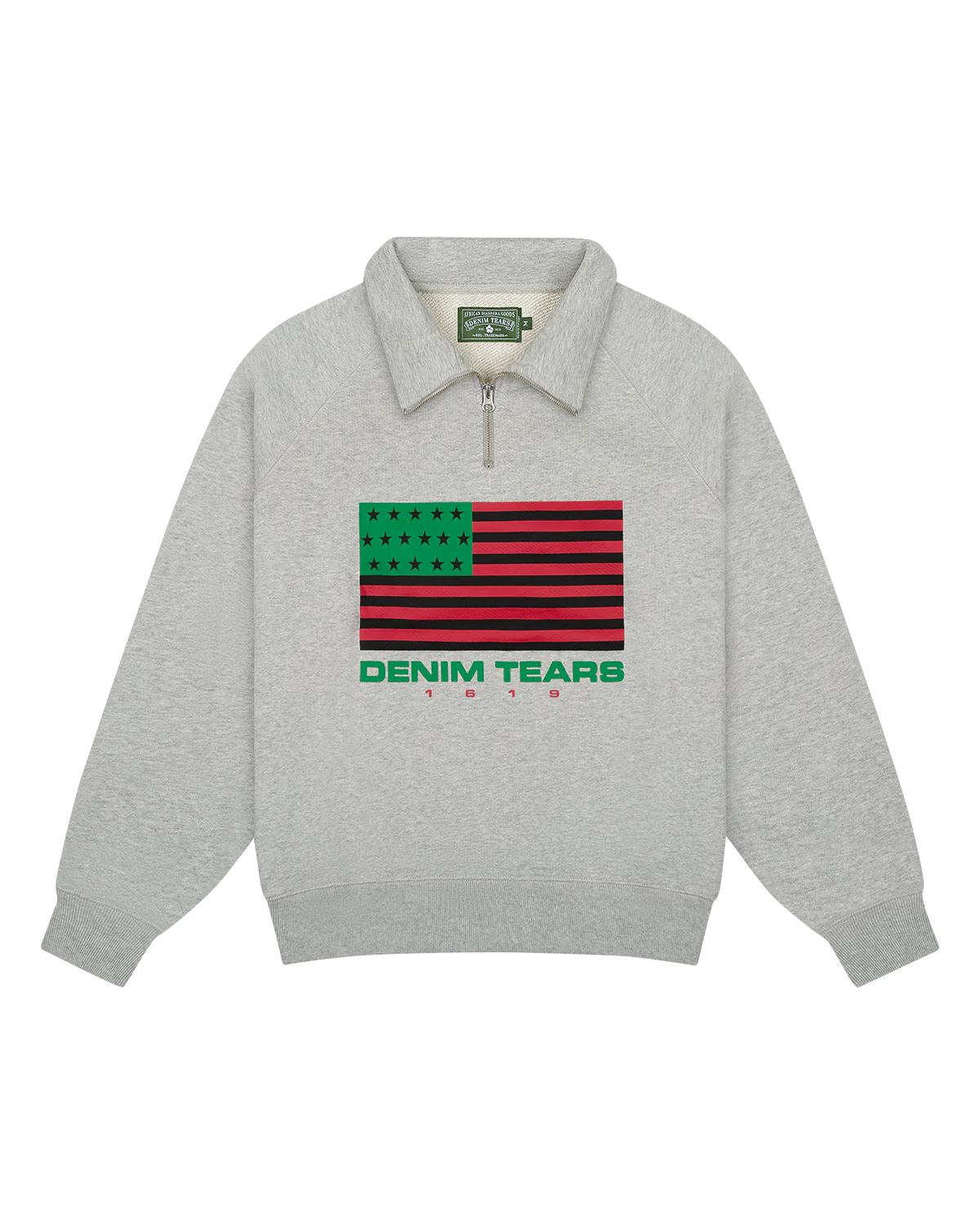 Denim Tears ADG Pan African American Flag Half Zip Grey