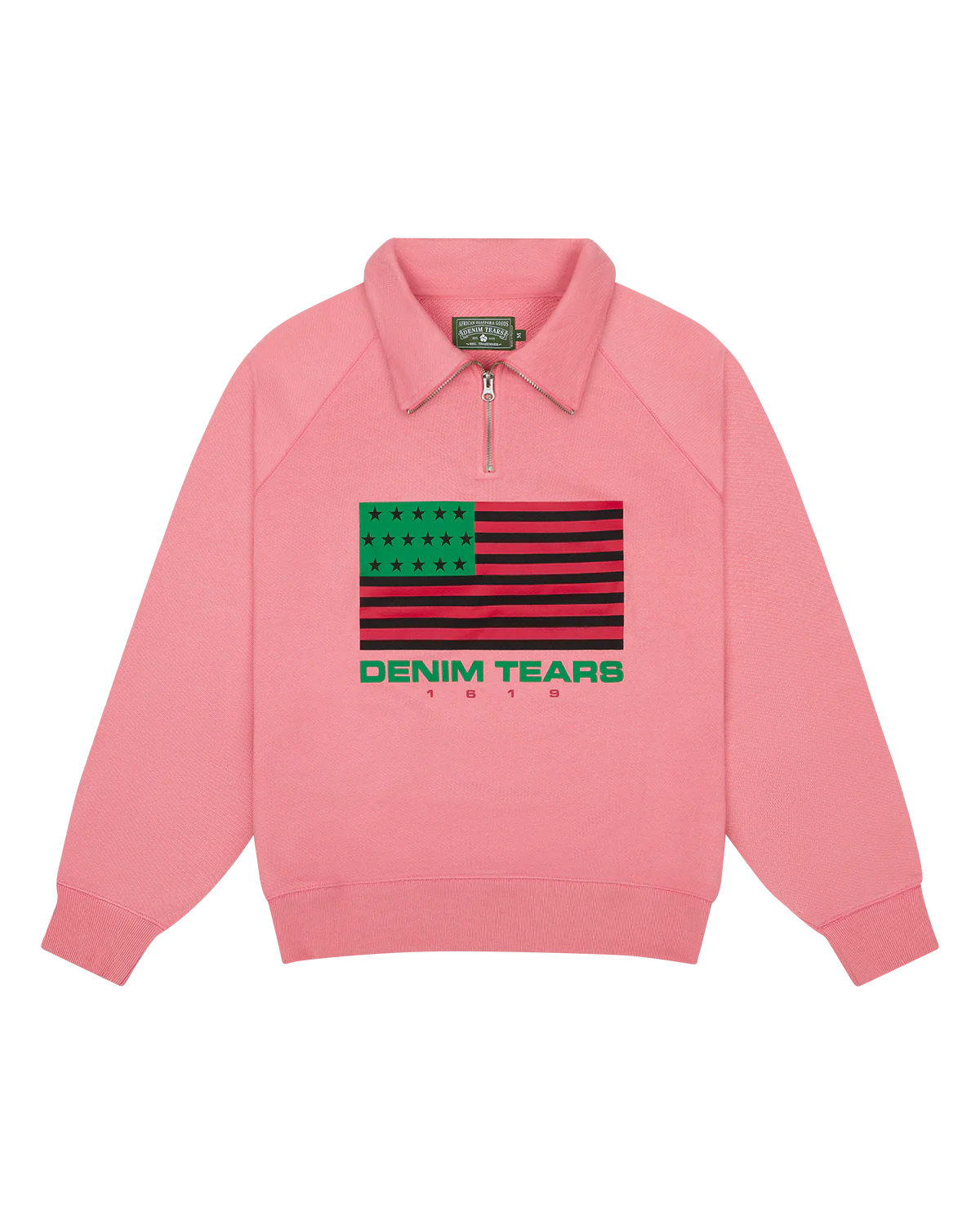 Denim Tears ADG Pan African American Flag Half Zip Pink